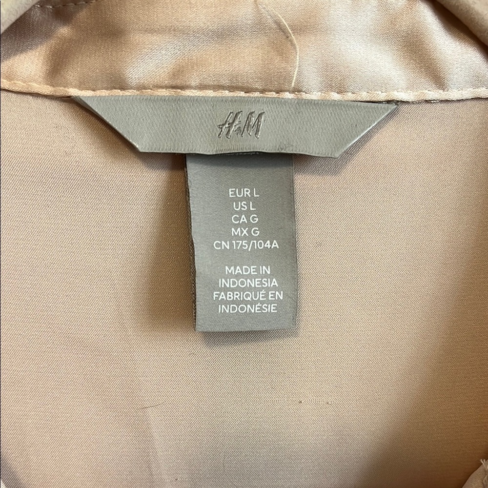 NWOT H&M Soft Pink Satin Effect Button-Up Blouse, Size L - Picture 2 of 7